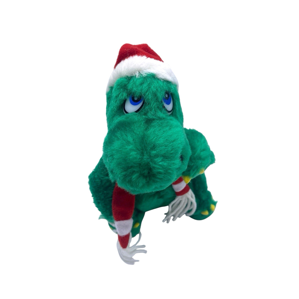 Schmidt-Cannon Jinglesaurus Green Dinosaur Christmas Hat 7" Plush Toy T Rex